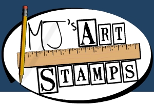 Mj's Art Stamps logo™.  Custom Rubber stamp letters.